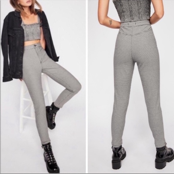We the free Houndstooth Black White Skinny High Waisted Cotton Jeans Sz 8 - Picture 1 of 9
